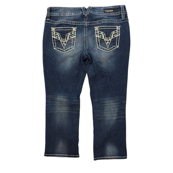 Vigoss The Chelsea Capri Jeans Size 11/12 Women's Distressed Embroidered Denim - Picture 2 of 11